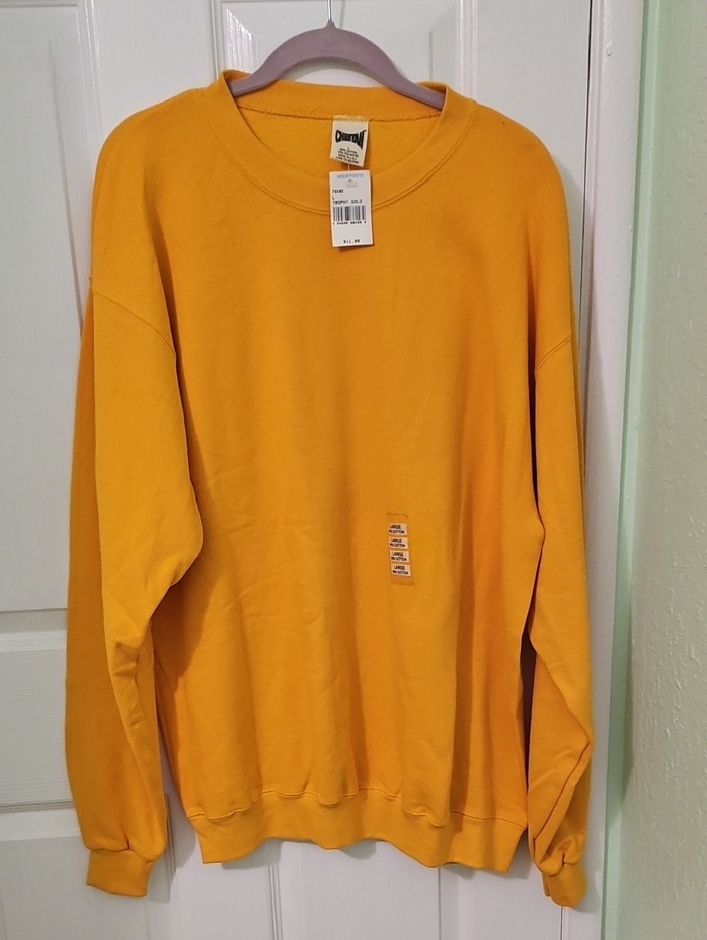 Vintage Cheetah Mervyns Sweatshirt Adult L Blank Crew Neck Gold Yellow USA NWT